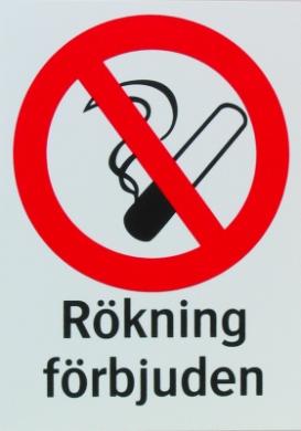 Skylt: Rökning förbjuden A4 plast